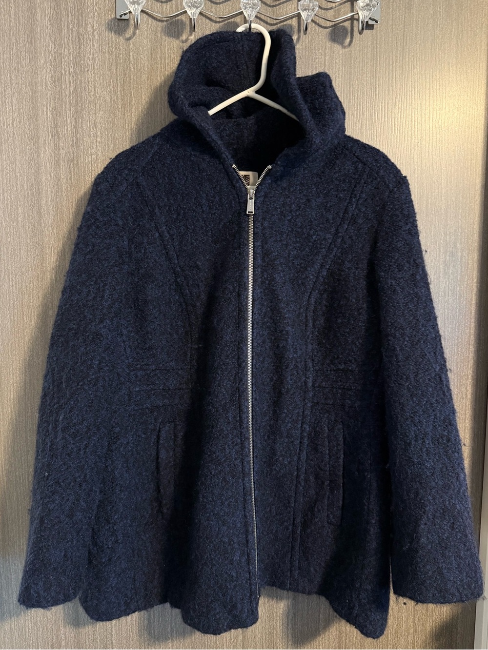 Anne Klein Dark Navy Hooded Zip Coat